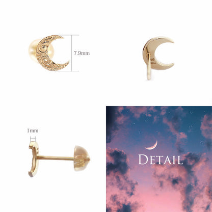 K14 ハワイアン ムーン （ 月 ） ピアスディテール画像/ハワイアンジュエリーブランドPUAALLY(プアアリ)