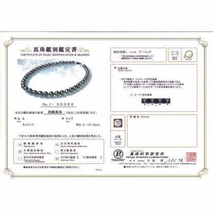 タヒチアン パール （黒蝶真珠）ネックレス　オーロラピーコック 33060真珠鑑別書画像/ハワイアンジュエリーブランドPUAALLY(プアアリ)