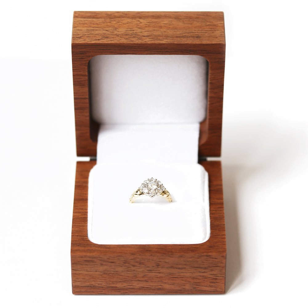 ハワイアンジュエリーエンゲージリングブーケ0.3ctイエローゴールド18金木箱