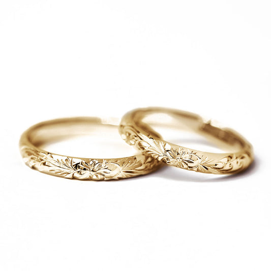 ハワイアンジュエリーのペアリング結婚指輪3mm幅1.5mm厚