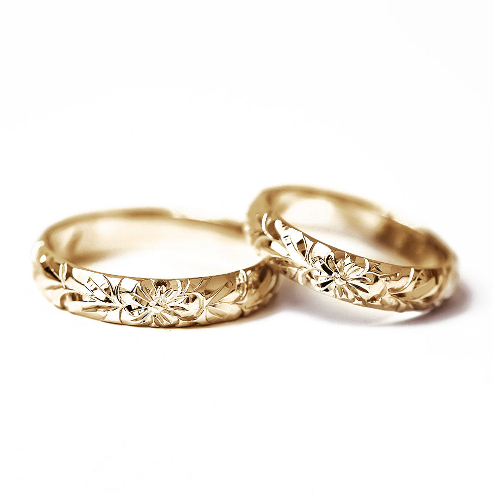 ハワイアンジュエリーのペアリング結婚指輪4mm幅1.5mm厚
