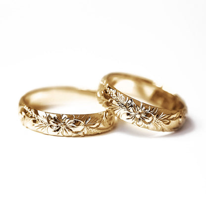 ハワイアンジュエリーのペアリング結婚指輪5mm幅1.5mm厚
