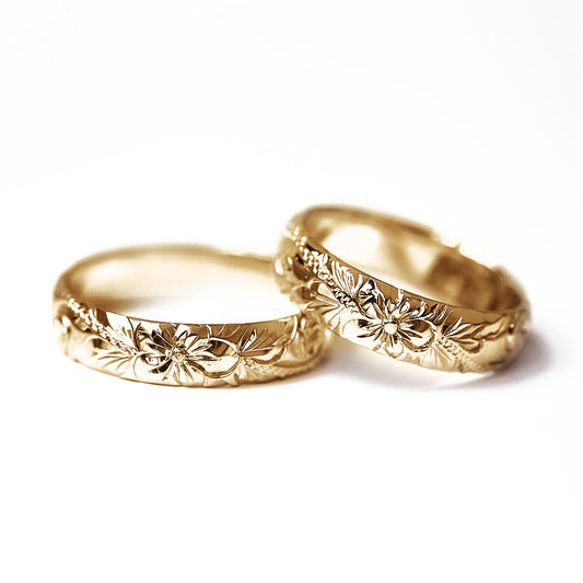 ハワイアンジュエリーのペアリング結婚指輪5mm幅1.5mm厚