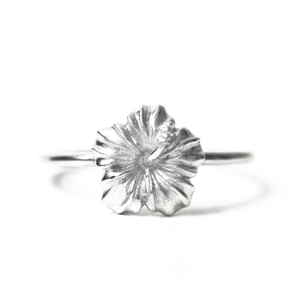 Pt900 ハイビスカス シンプル リング表題/ハワイアンリング/ハワイアンジュエリーリング/ハワイアンジュエリーブランドPUAALLY(プアアリ)