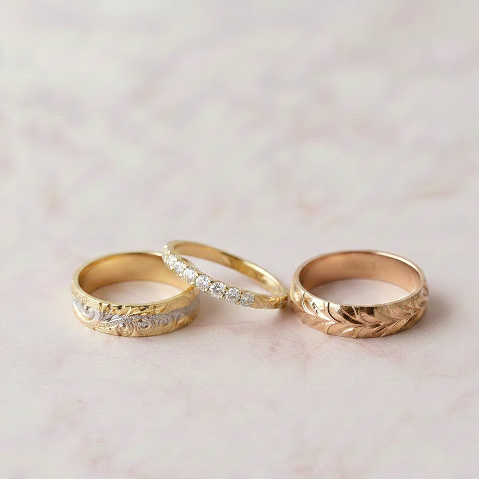 ハワイアンジュエリーのご褒美リング3本